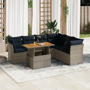 Set Divani da Giardino 7 pz con Cuscini Grigio in Polyrattan 3326938