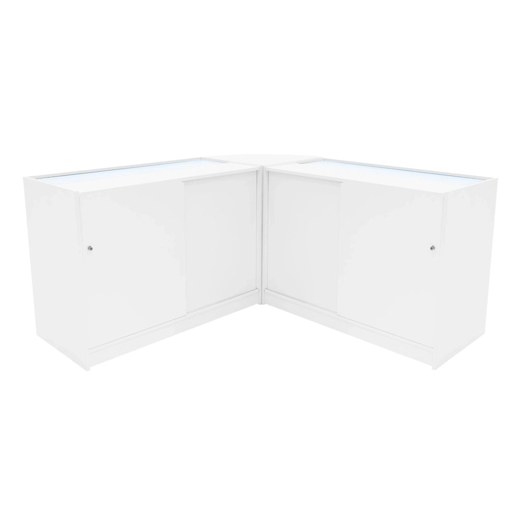 Set Bancone Bianco Hera LED K1200 C1200 CM60 con Serratura e Vetrina Espositiva