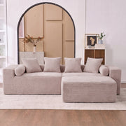 Divano angolare modulare senza montaggio con chaise longue in schiuma e molle beige 266 × 110 × 60,01 cm