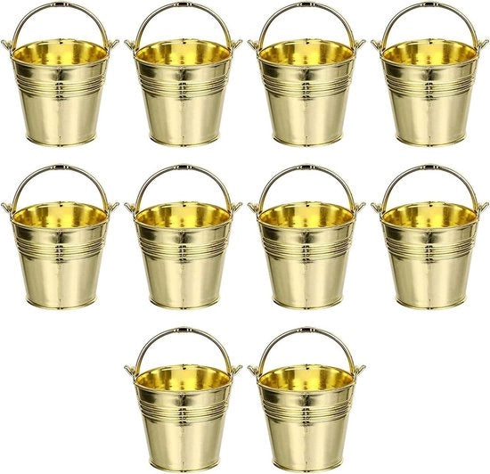 Mini-emmer goudkleurig per tafeldecorazione - opbergdoos - dimensioni 8 x 5,5 cm