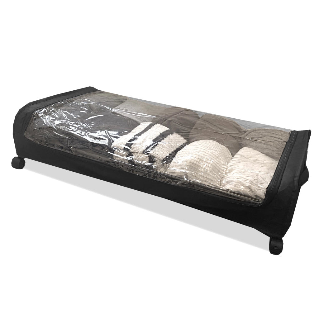 Organizzatore sottoletto Round – Pieghevole con ruote e coperchio trasparente – Compatto – Nyana Home