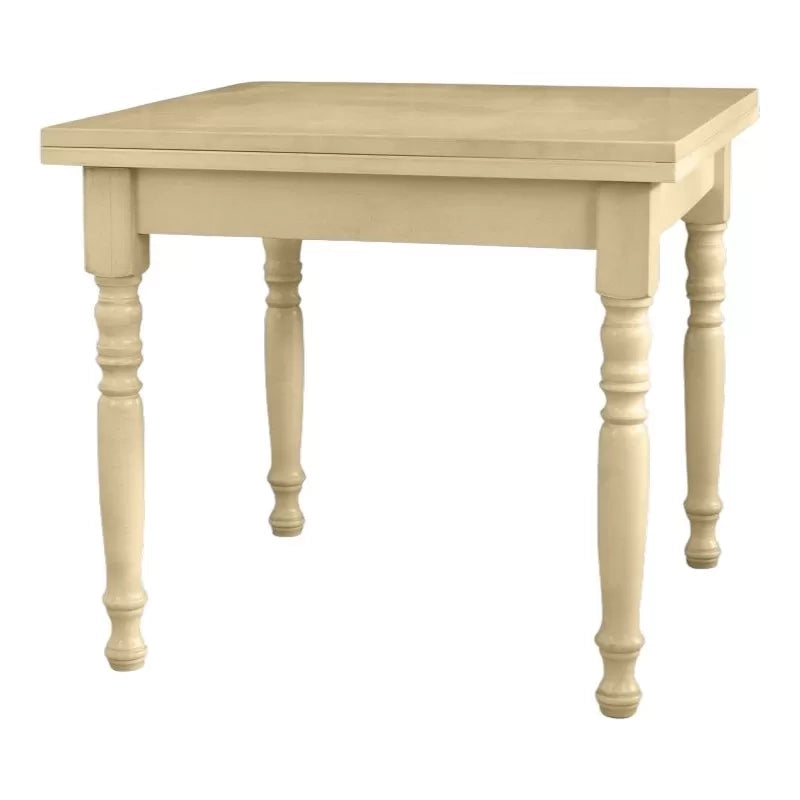 Tavolo allungabile a libro legno shabby avorio anticato 100x100x78 - Mobili 2G