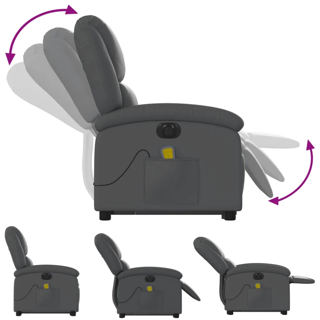 Poltrona Alzapersona Elettrica Reclinabile Grigio in Similpelle 3204250