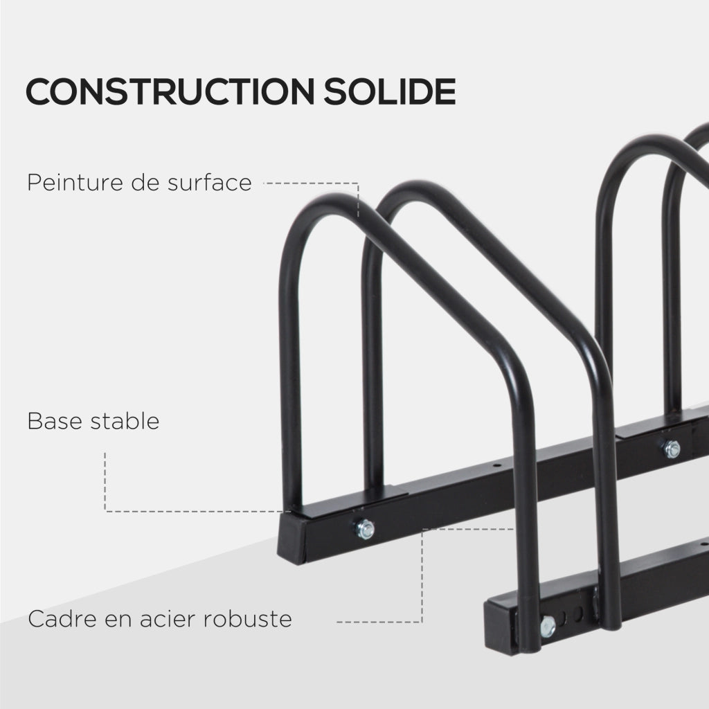 Supporto Biciclette 4 Posti ¨C zephmum ¨C Acciaio Nero 110x33x27 cm
