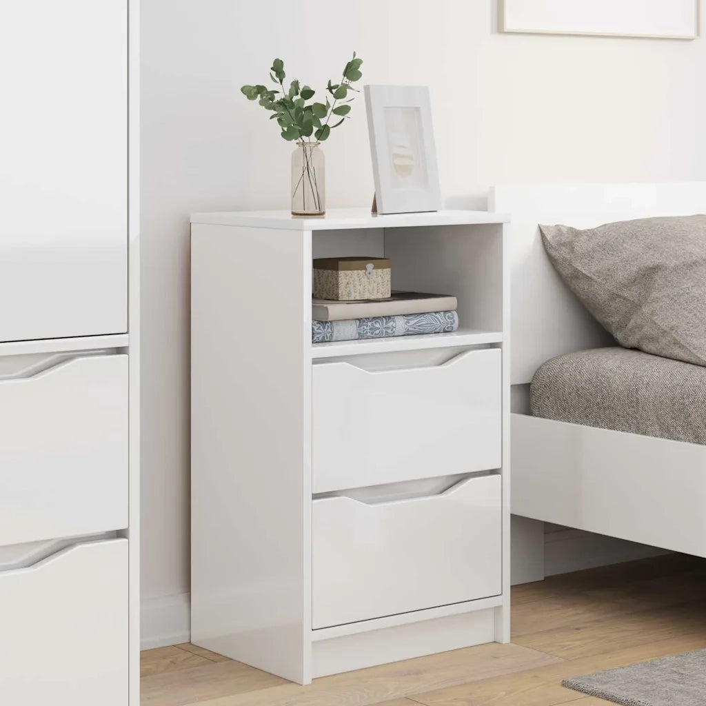Comodini 2 pcs Bianco Lucido 40 x 30 x 467 cm Legno multistrato