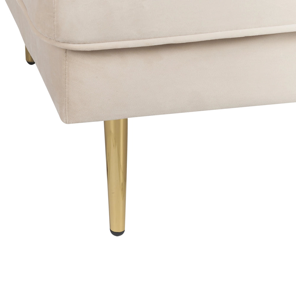 Chaise longue Velluto beige e oro Imbottito Orientamento versione sinistra Gambe In Metallo Cuscino  Design Moderno