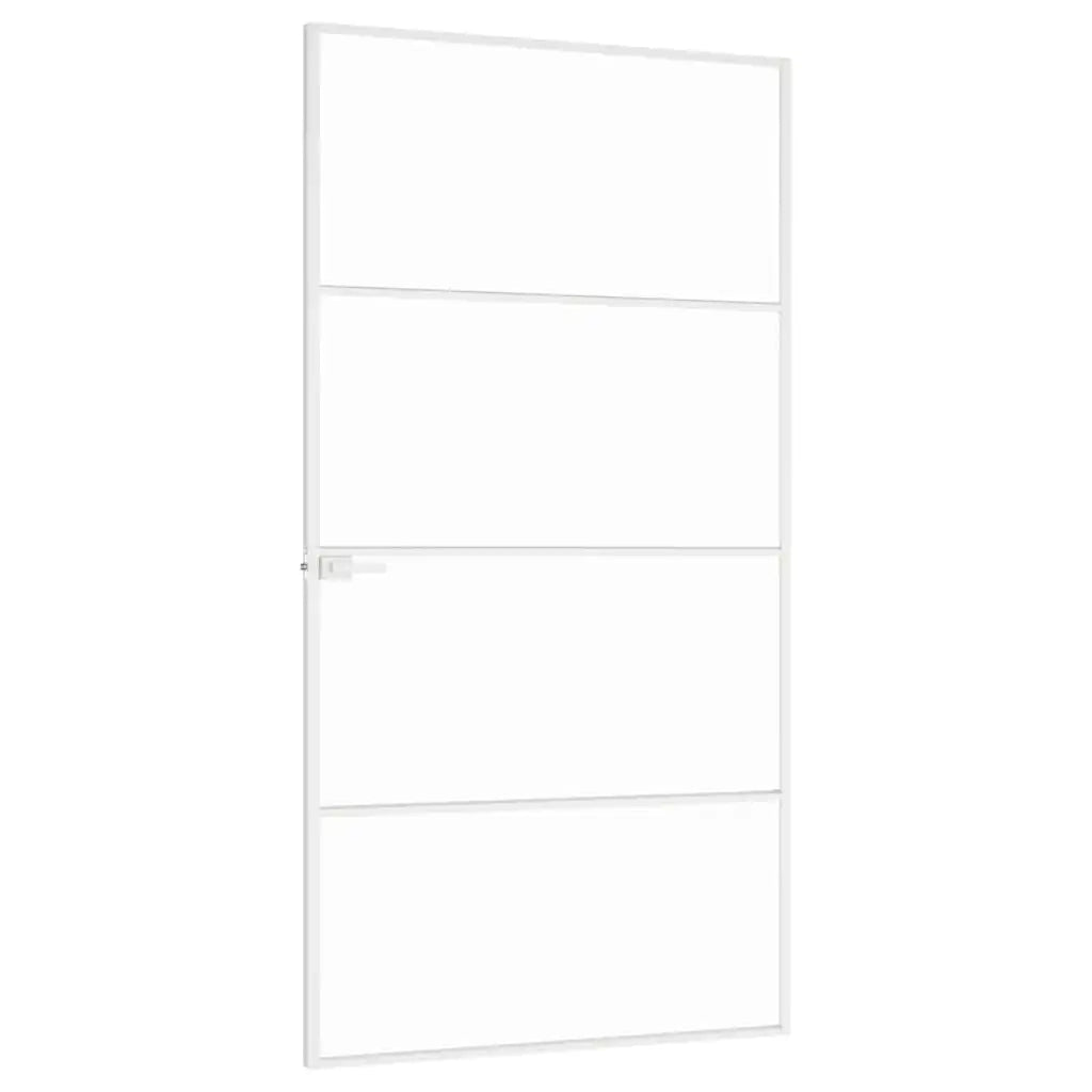 Porta Interna Bianca 102x201,5cm Vetro Temperato Alluminio Slim 153669