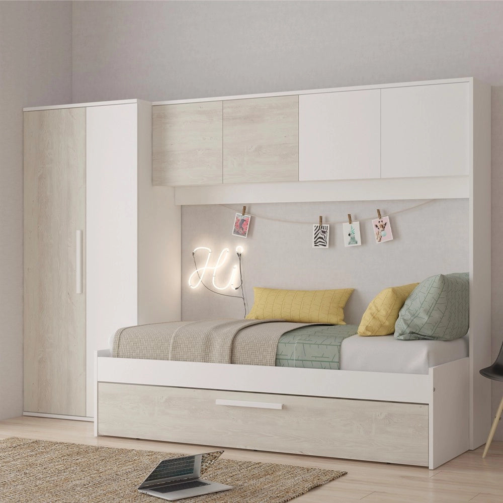 Cameretta a ponte con letto estraibile bianco e bianco consumato 6006 reversibile