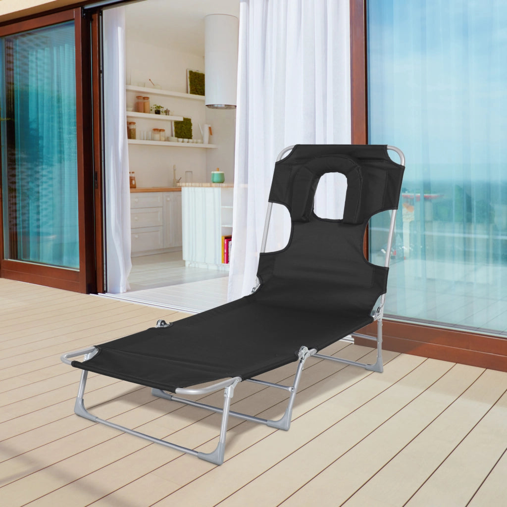 Sdraio pieghevole da giardino ¨C zephmum ¨C nero 182x56x28 cm