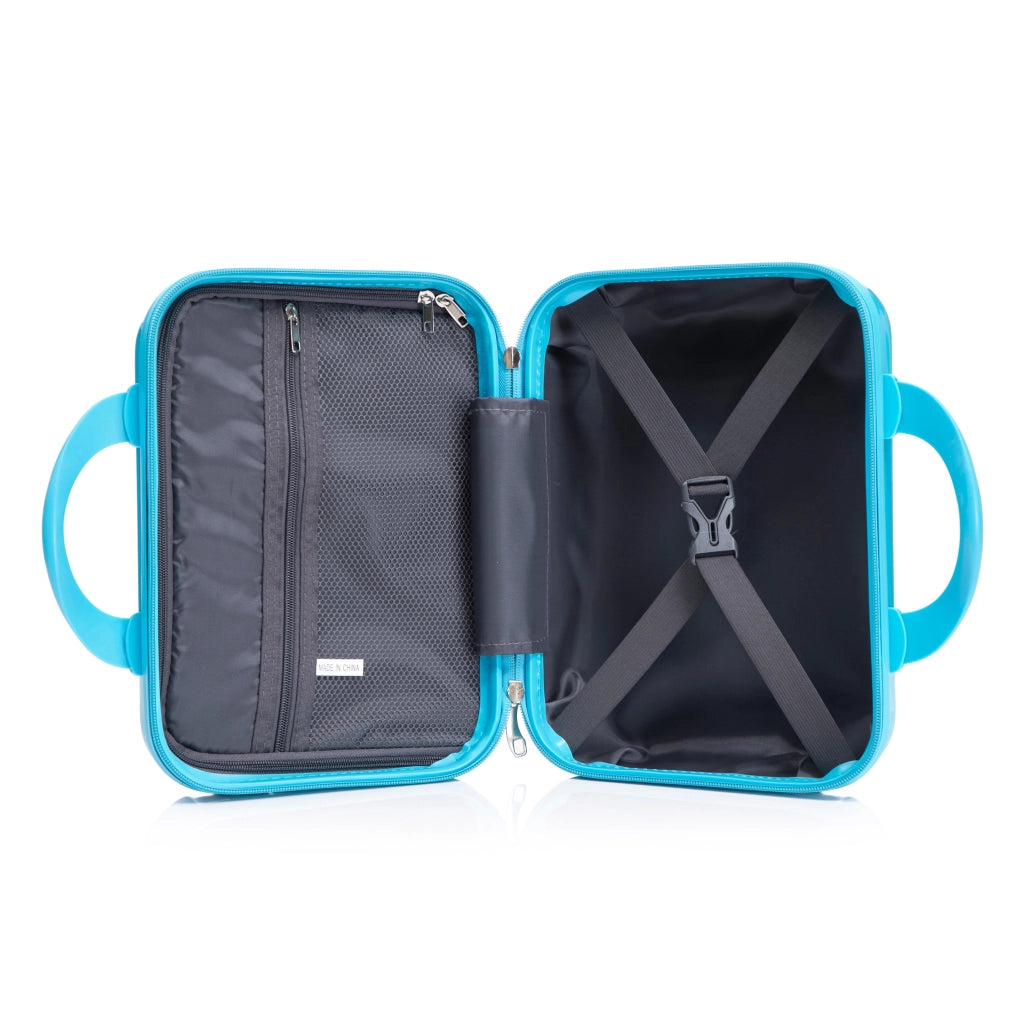 Set di 4 valigie rigide con trolley 360° in pc, manico telescopico a 3 livelli, blu 50.0 × 29.5 × 77.5 cm