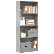 Libreria-Scaffale per Libri-Mobile di Stoccaggio Grigio Cemento 60x24x143 cm in Legno Multistrato