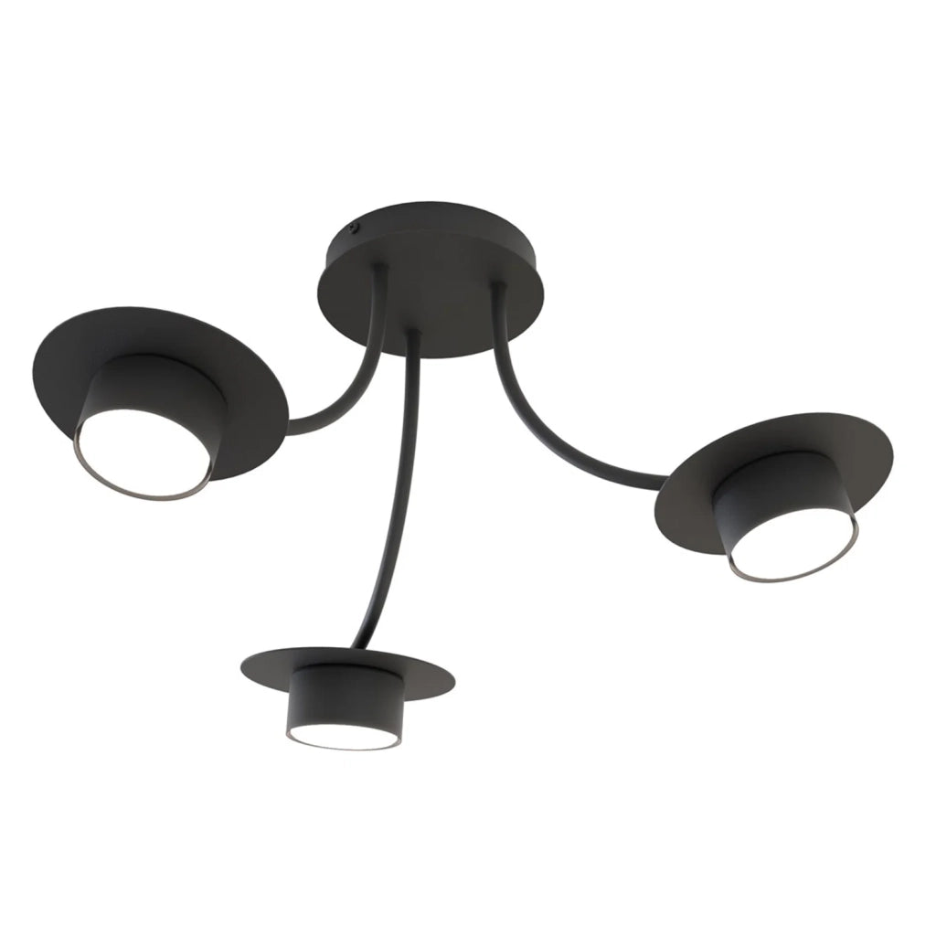 Plafoniera Moderna Giunone Acciaio Nero 3 Luci Gx53 Ip20