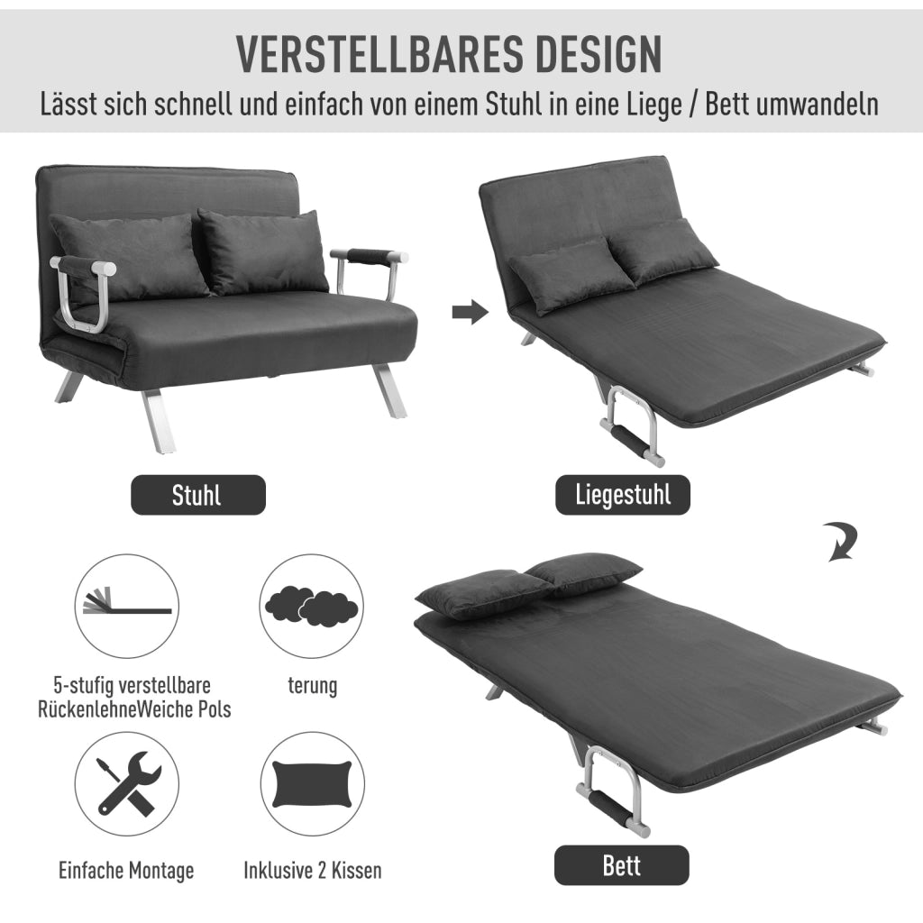 Divano letto 3 posti ¨C zephmum ¨C grigio, velluto, 185x105
