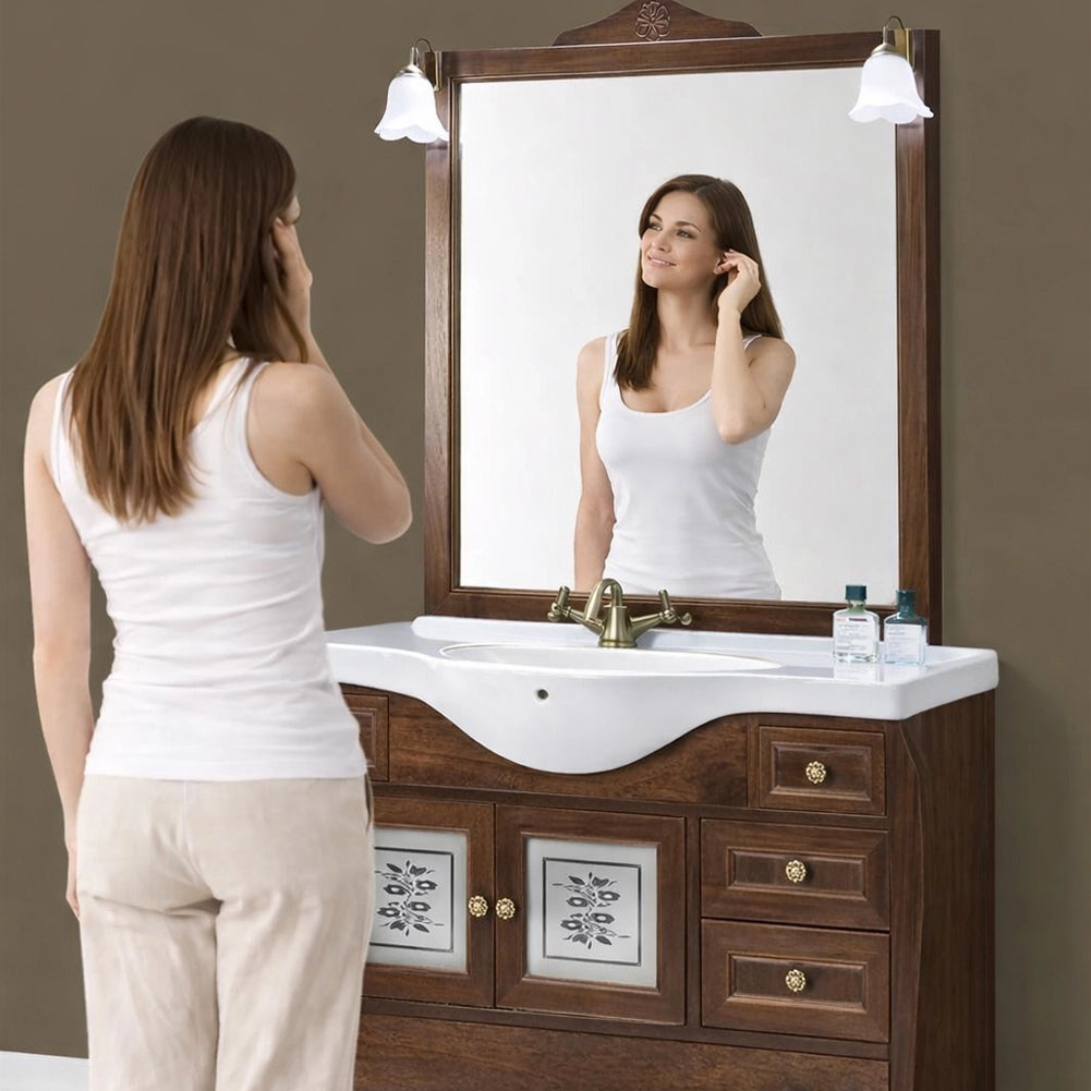 Mobile Da Bagno Noce Completo Modello Martina Completo con Specchio e Lavabo