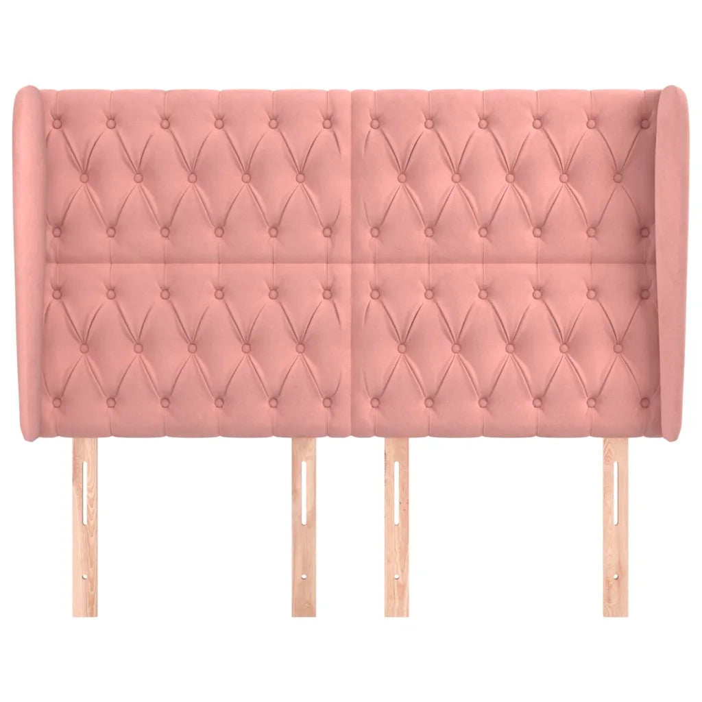 Testiera ad Orecchio-Testata con Orecchie Rosa 163x23x118/128 cm in Velluto 888936