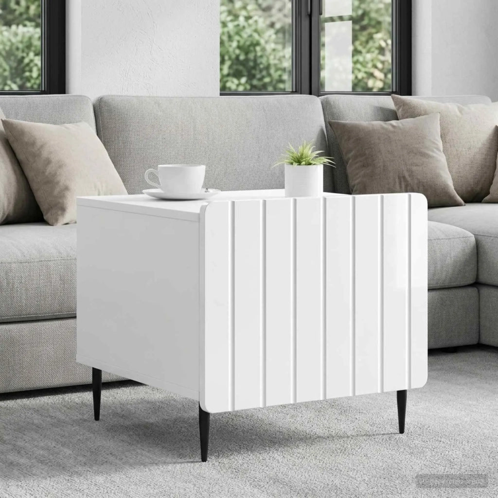 Tavolino da salotto con cassetto Bianco Lucido 49 x 50 x 42 cm 894509