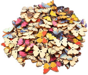 Tastini in Legno 100 pezzi - Tastini a Farfalla - Attrezzi DIY per la Sartoria - Decorazione - Chiodi in Legno - Materiale Sostenibile - 21 x 27 mm