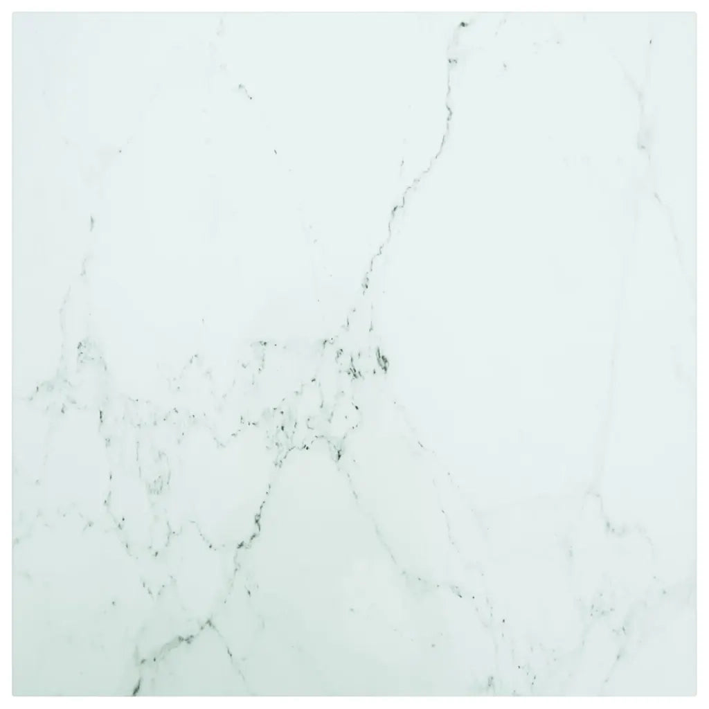 Piano Tavolo Bianco 60x60 cm 6mm Vetro Temperato Aspetto Marmo cod mxl 72554