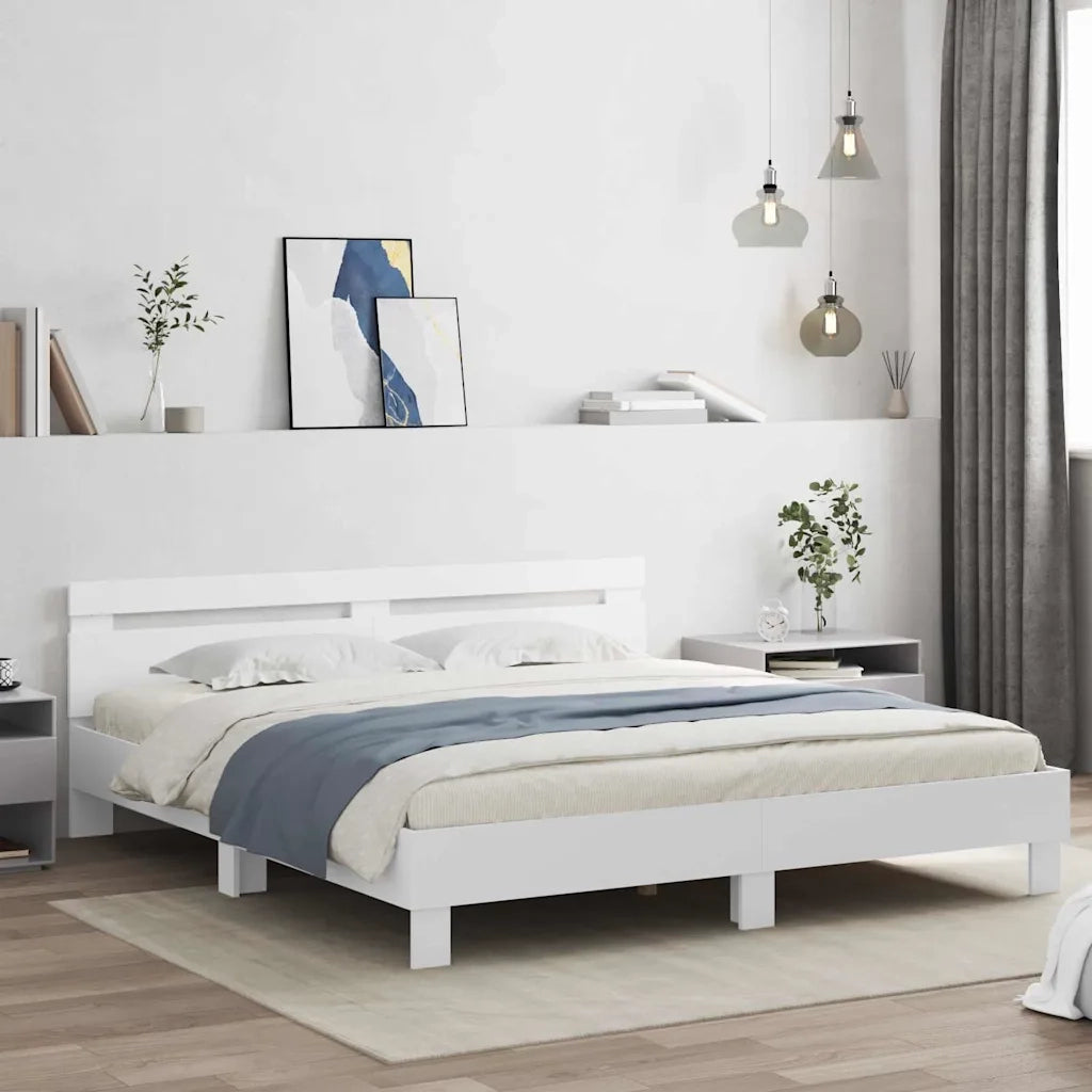 Struttura del letto Bianco 193 x 203 cm Legno multistrato 3402853