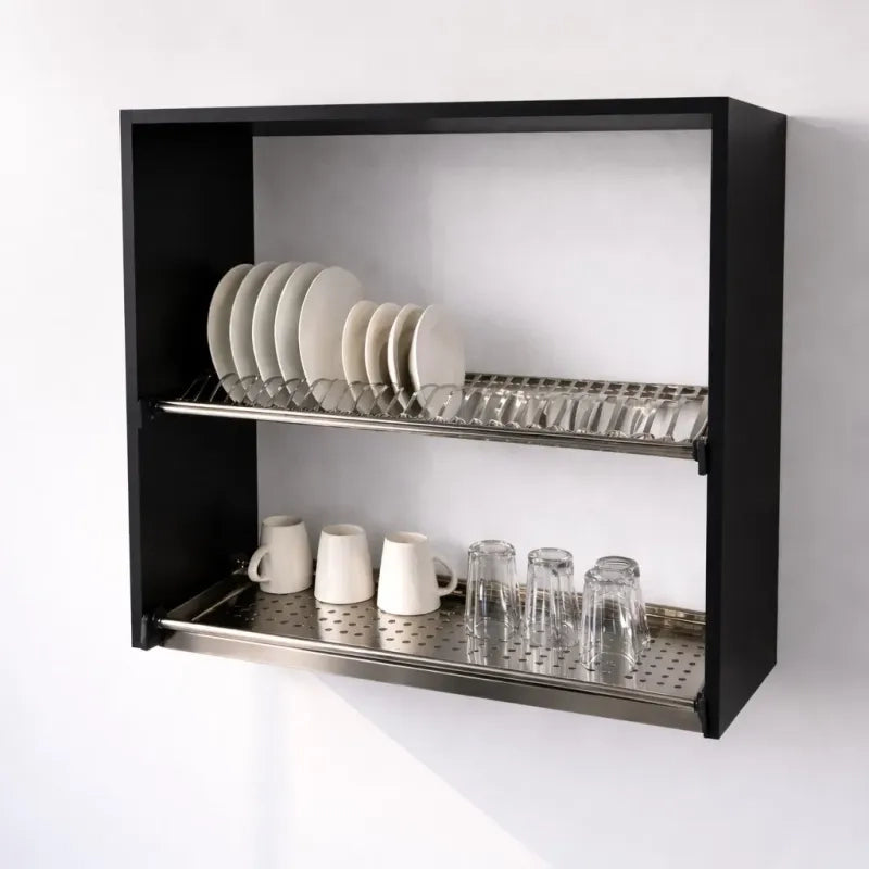 Pensile Scolapiatti H 72 X L 80X P 33 Completo Di Scolapiatti In Acciaio Inox. Spedizione In Kit Colore Nero