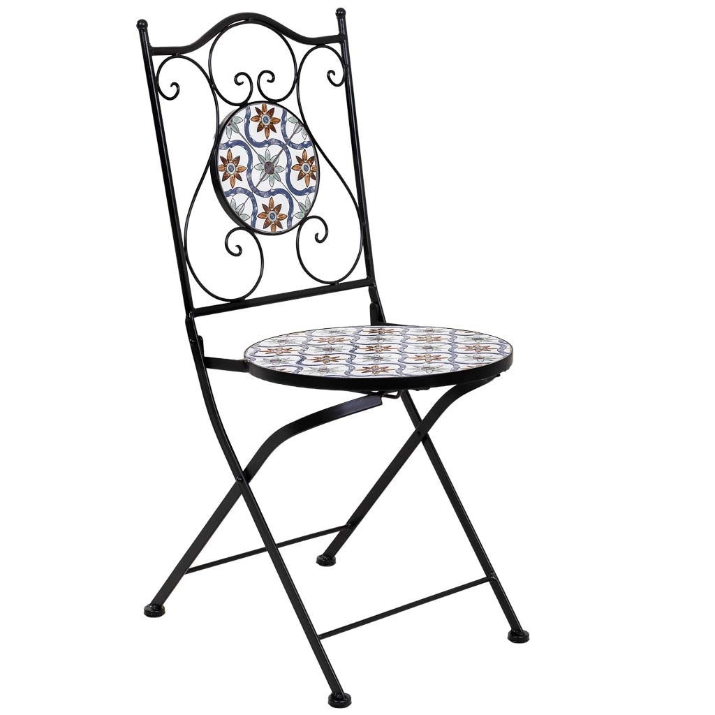 Tavolo + 2 sedie in ferro battuto, D60x75h-sedia(2): D38x46-90h Nero