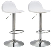 Set 2 Sgabelli Alti Lana in Similpelle bianco,cromo