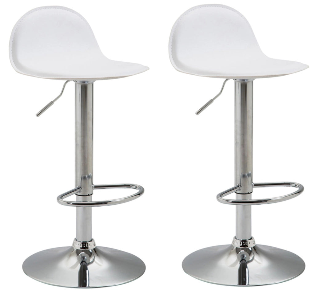 Set 2 Sgabelli Alti Lana in Similpelle bianco,cromo