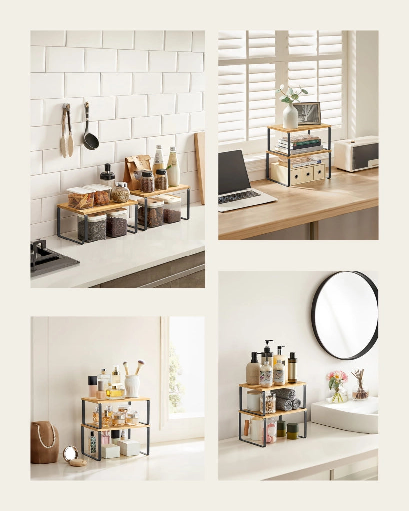 Scaffali da cucina industriali VALORA - Rovere e nero x2 - KCS02NB