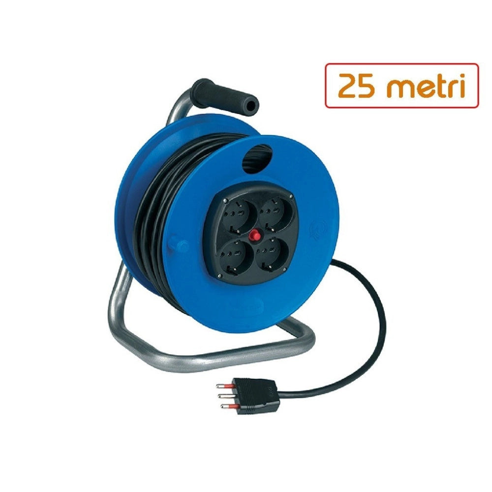 Trade Shop - Cavo Prolunga Corrente Elettrica Presa Domestica Casa Giardino Metraggio -    -25 Mt Avvolgicavo   -