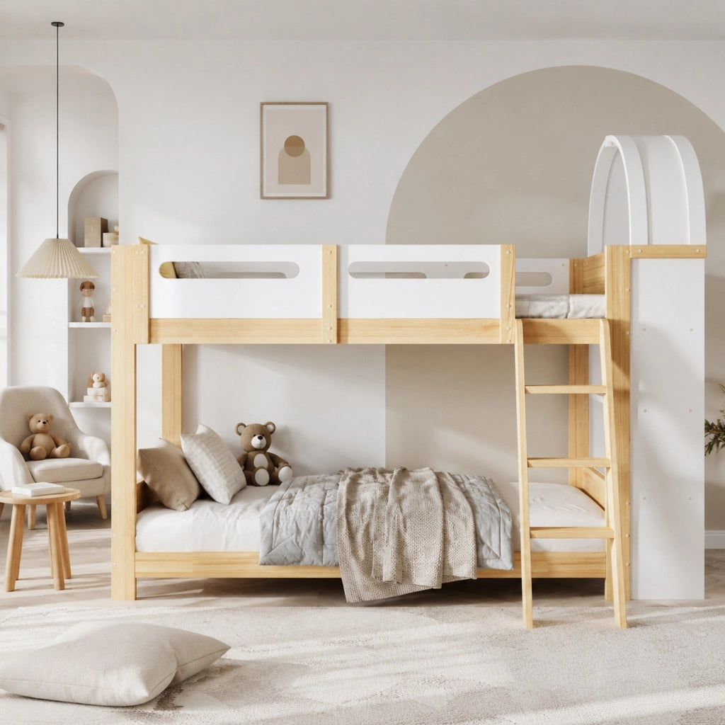 Letto a castello per bambini 90x200 cm con scaffale