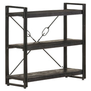 Libreria a 3 Ripiani 90x30x80cm Nero in Legno Massello di Mango