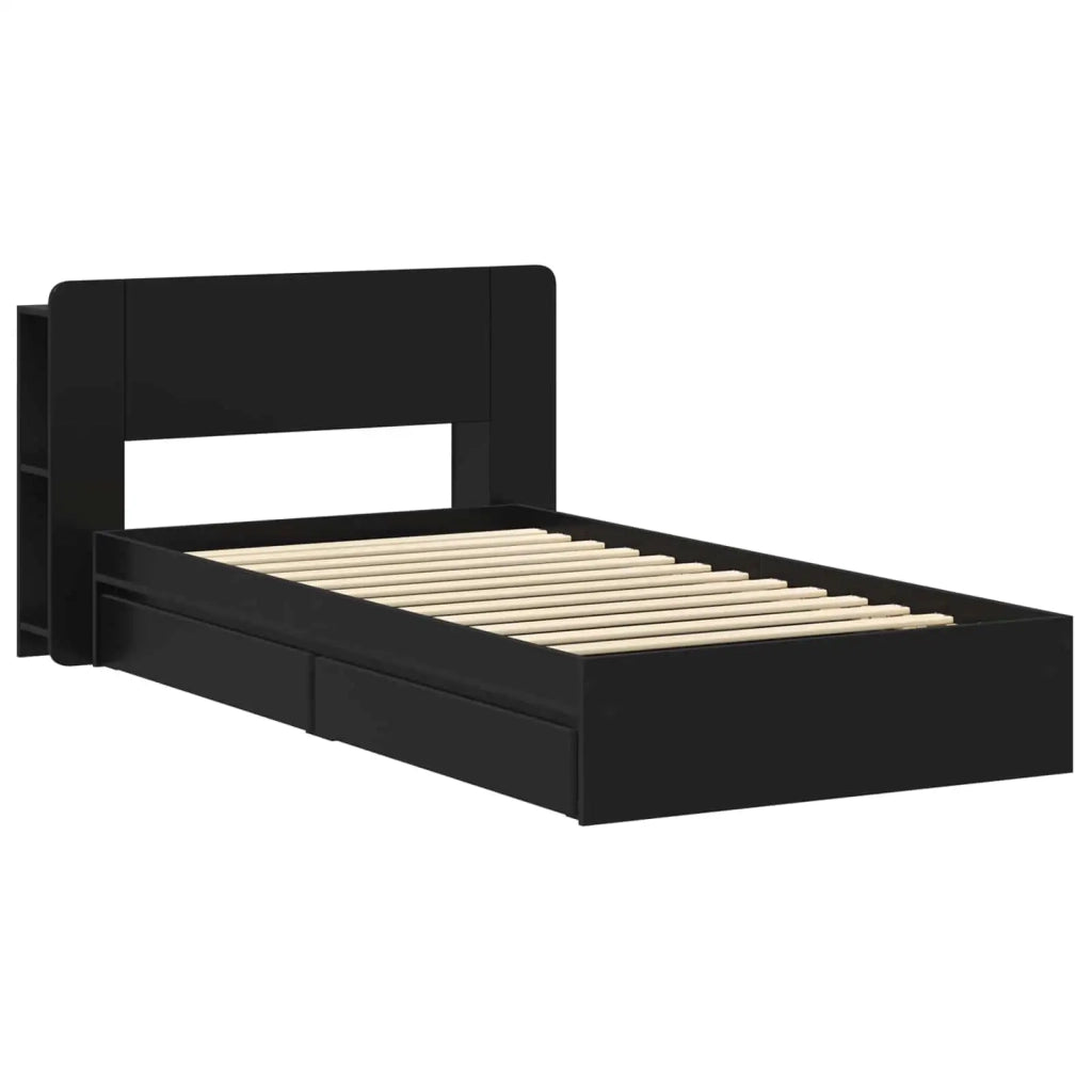 Telaio del letto con storage con cassetto Nero 90 x 190 cm
