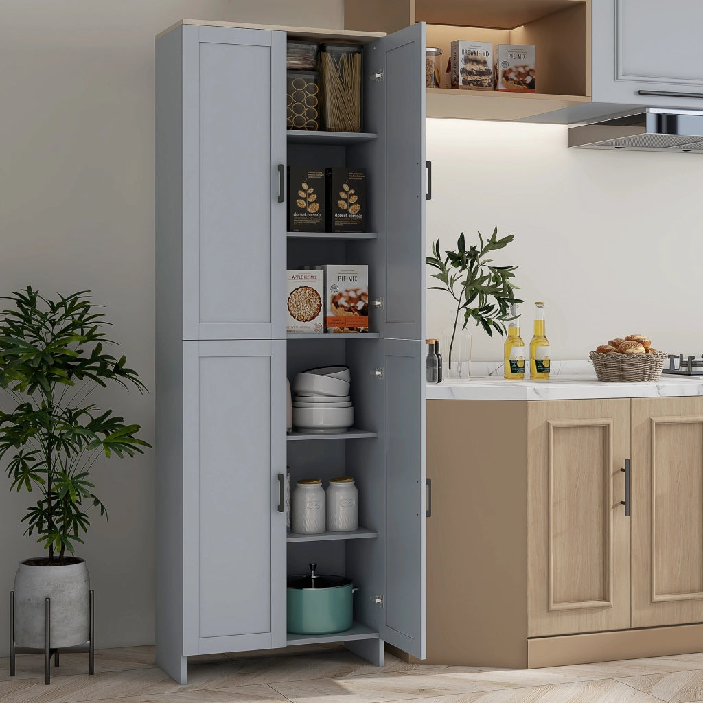 Credenza cucina 4 ante ¨C Xylo ¨C grigio 170 cm con ripiani regolabili