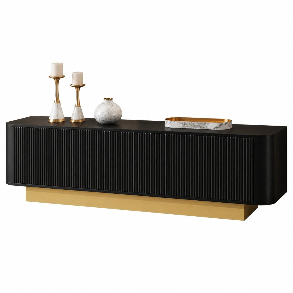 Mobile TV moderno 170 x 40;5 x 47 cm con 3 ante e gestione cavi; nero