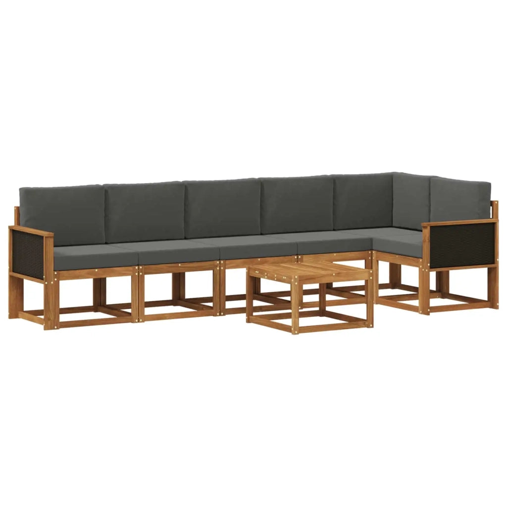 Set di divani da esterno 7 pcs Naturale e Antracite Poliestere