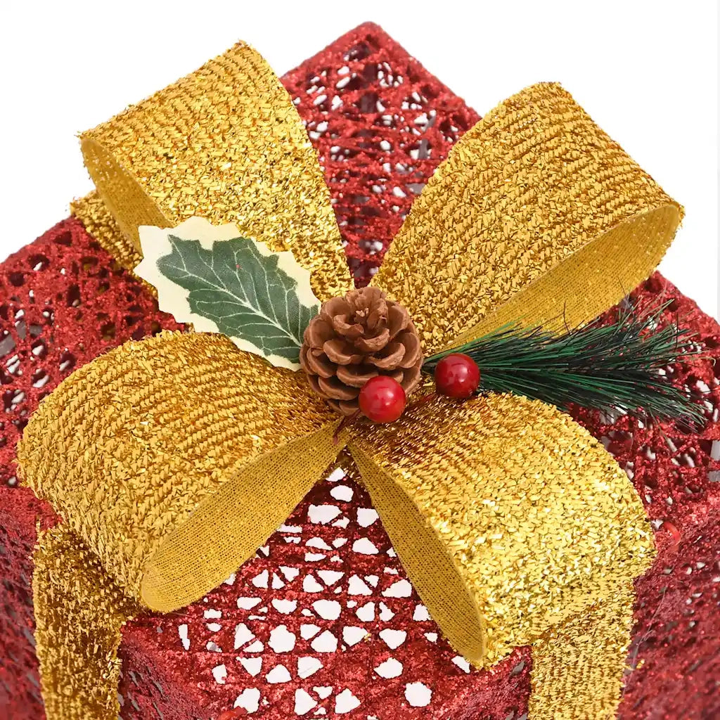 Scatole Regalo Decorative Natale 3pz-Decorazioni natalizie Rosse da Esterno Interni