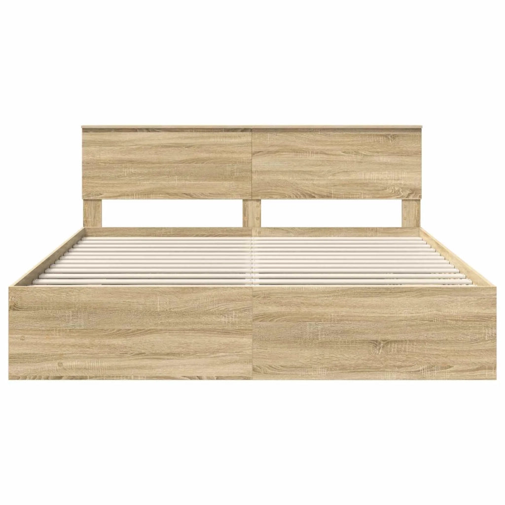 Struttura del letto con testiera Rovere Sonoma 200 x 200 cm 3408818