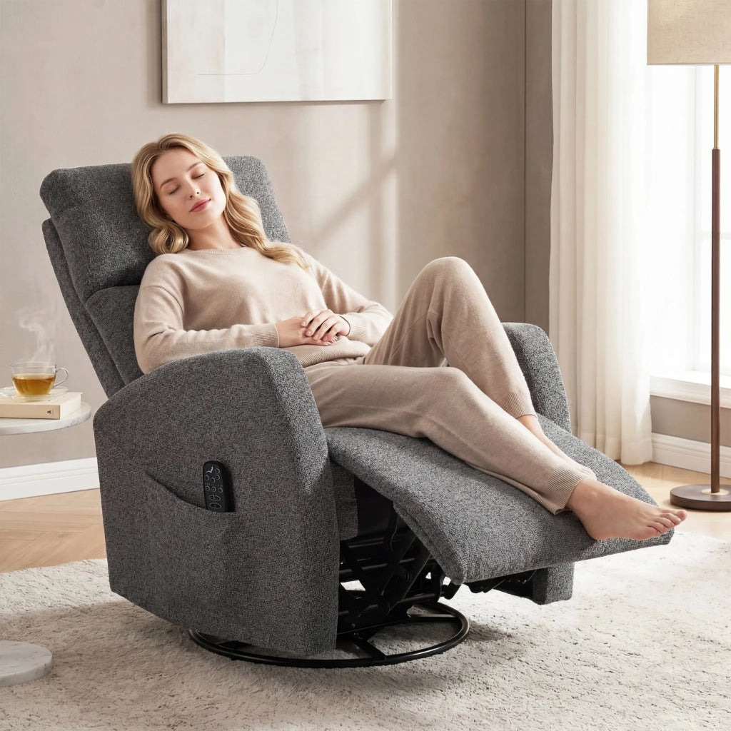 Poltrona Massaggiante Elettrica Reclinabile Girevole ¨C Zephmum ¨C Grigio Scuro