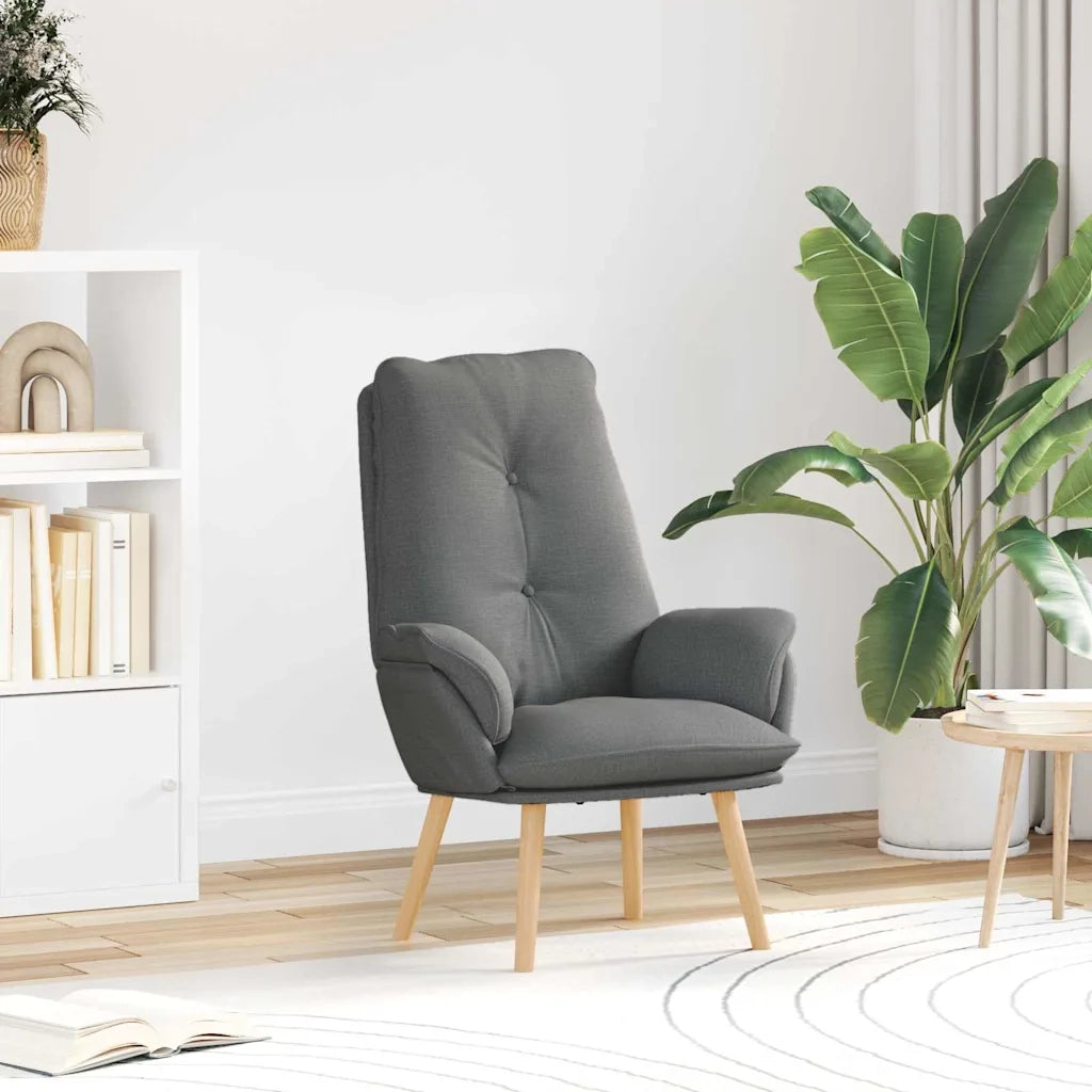 Poltrona | Sedia Relax Grigio scuro 69 x 74 x 93 cm Tessuto e compensato