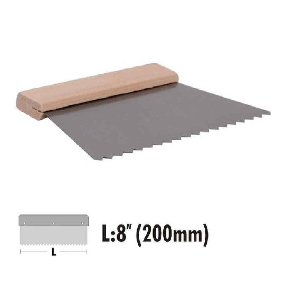 Trade Shop - Spatola Dentata Raschietto Trapezoidale Acciaio Impugnatura Legno 8″ 20cm 90454 -