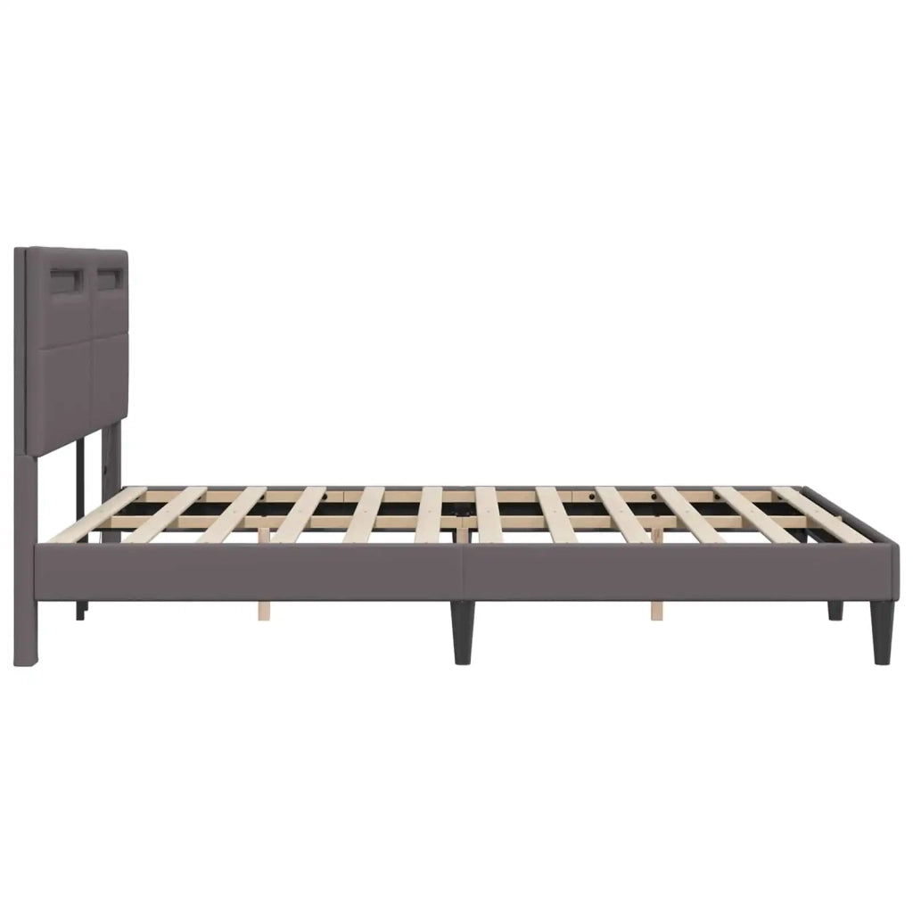 Struttura del letto con testiera Grigio 120 x 190 cm Similpelle