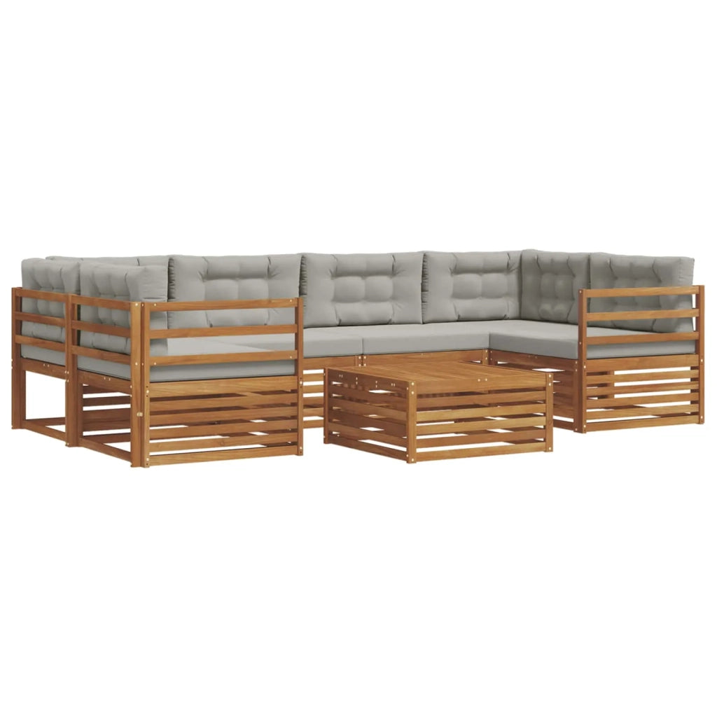 Set di divani da esterno 7 pcs Grigio Naturale e Chiaro