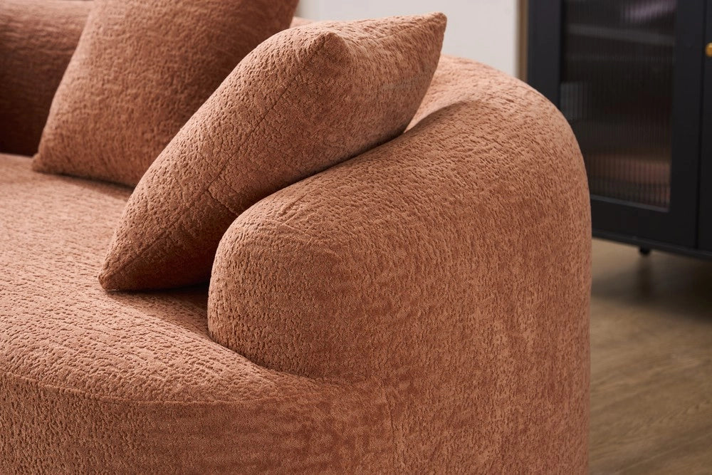 Divano 2 posti con cuscini ¨C Minimal ¨C Velluto corallo rosa