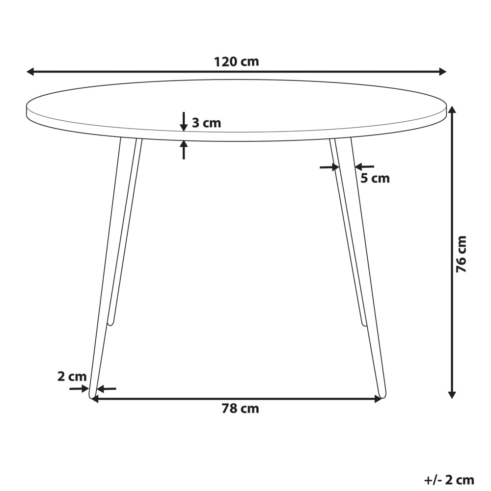 Tavolo da Pranzo Effetto Cemento Piano Gambe in Metallo Nero Rotondo 120 cm Stile Glamour Moderno