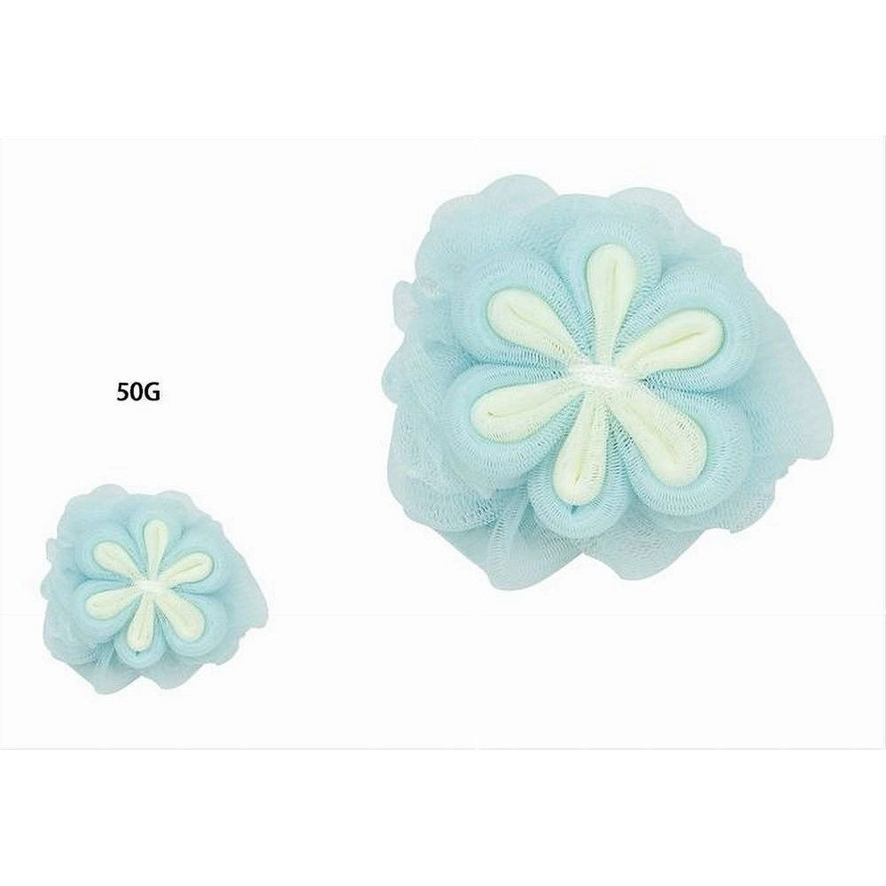 Trade Shop - Spugna A Rete Bagno Doccia Con Fiore Morbida Esfoliante Scrubber Azzurra 79586 -