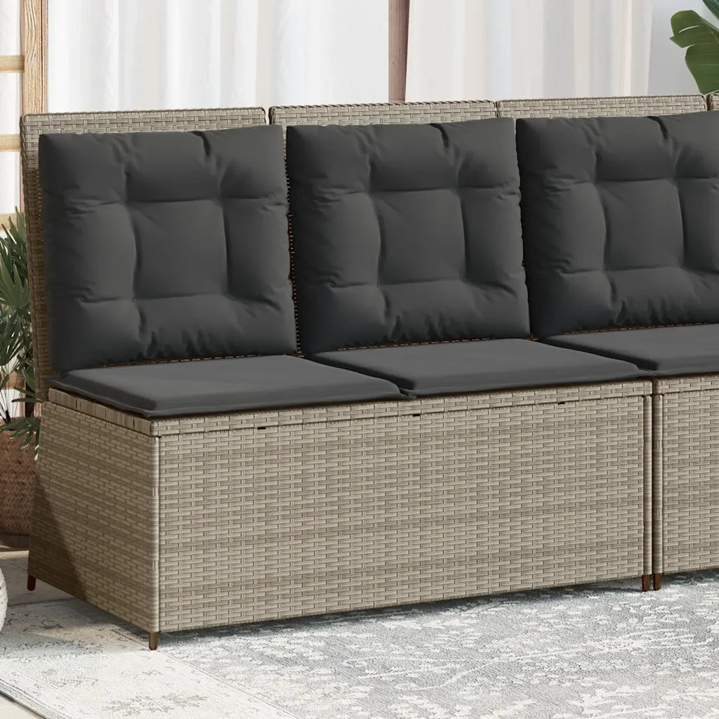 vidaXL Panca Reclinabile Giardino con Cuscini Grigio Chiaro Polyrattan