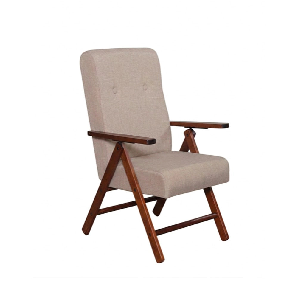 Poltrona Pianosa Regolabile 4 Posizioni in Legno di Faggio Noce e tessuto Beige – Comfort e Relax Quotidiano