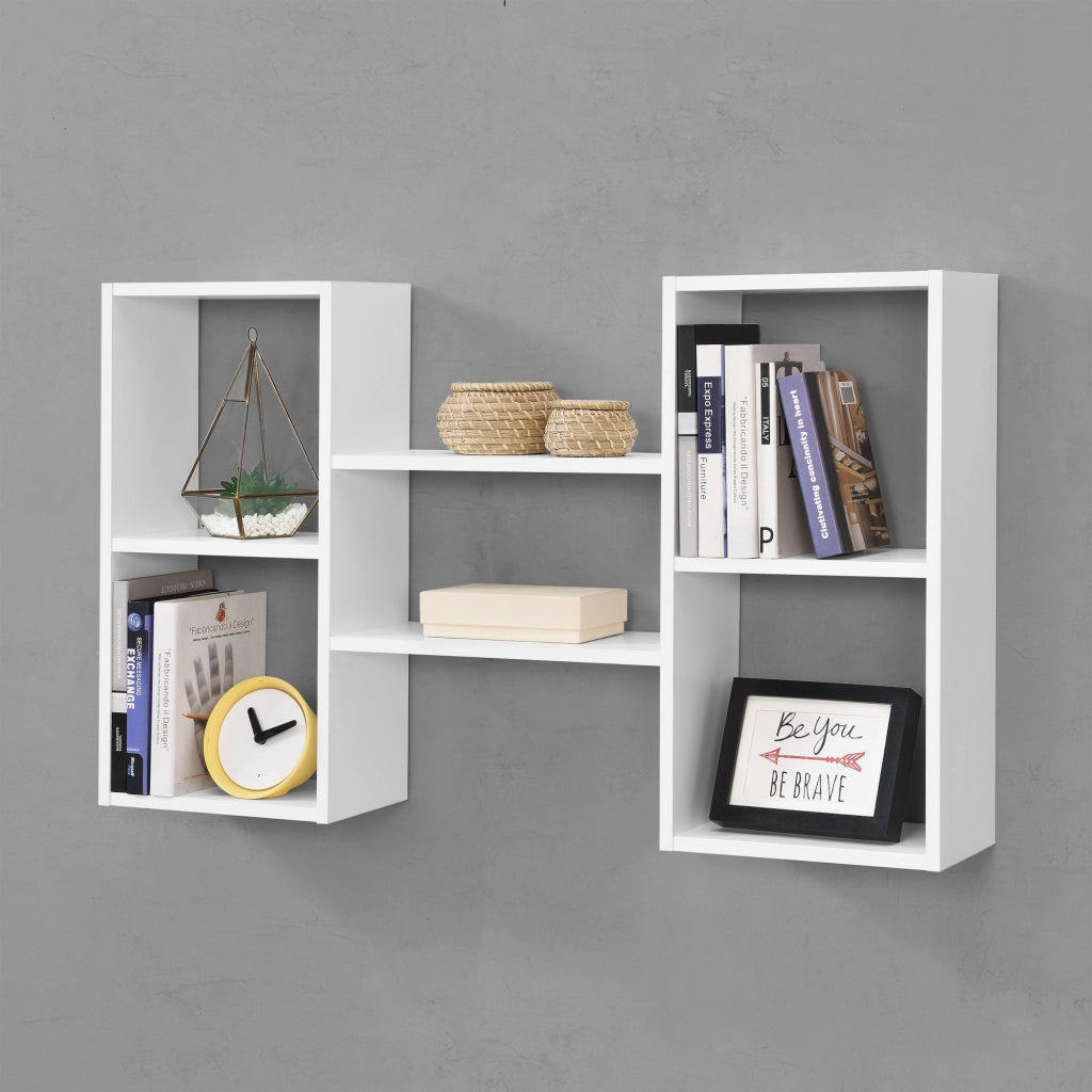 Mensola a Parete Lillesand con 5 Vani Ripiani Portaoggetti 101 x 18 x 60 cm - Bianco Opaco [en.casa]