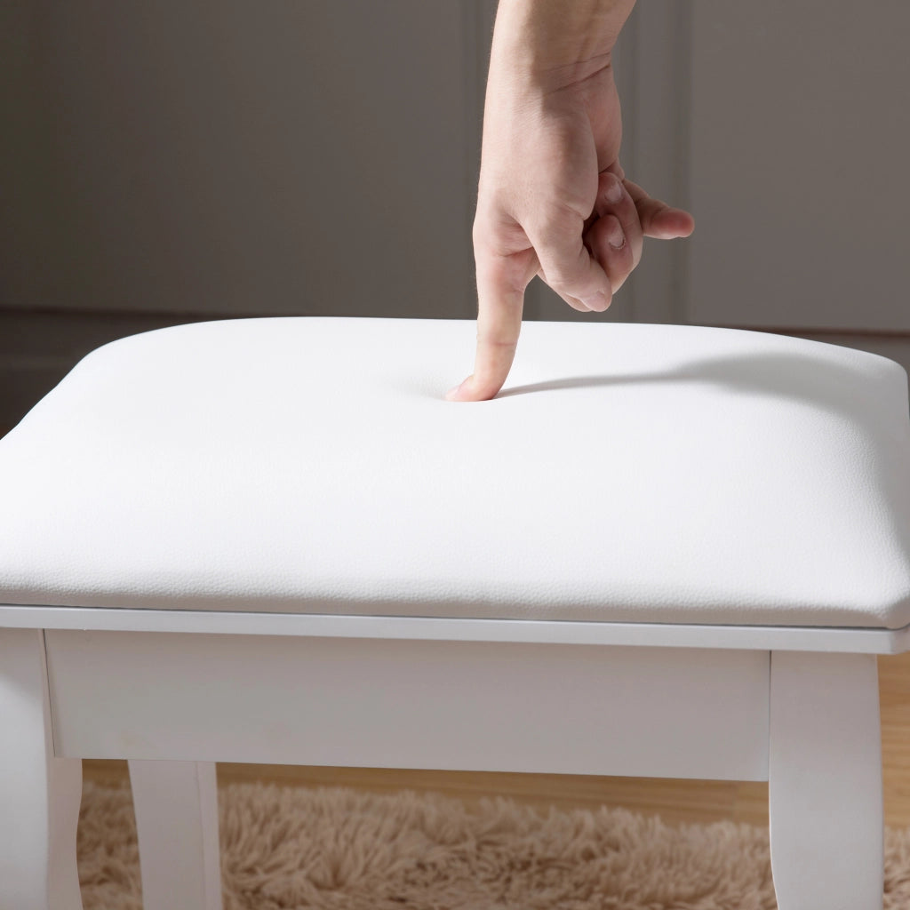 SGABELLO TOELETTA SENZA SCHIENALE IN LEGNO BIANCO
