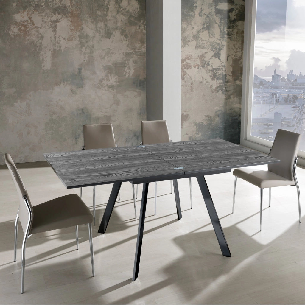 Tavolo allungabile TAKLA BLACK WOOD in MDF nero effetto legno
